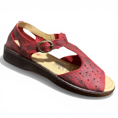 Romulo Sandalia Cuero Rojo Mujer Talla 39 Ref 5129